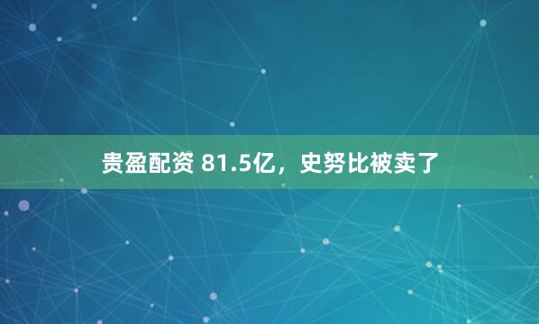 贵盈配资 81.5亿，史努比被卖了
